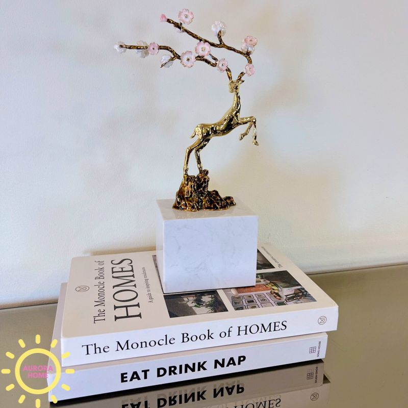 Tượng decor hươu sao la sừng hoa Laurence cao cấp