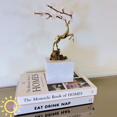 Tượng decor hươu sao la sừng hoa Laurence cao cấp