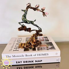 Tượng decor hươu lục bảo sừng hoa cao cấp
