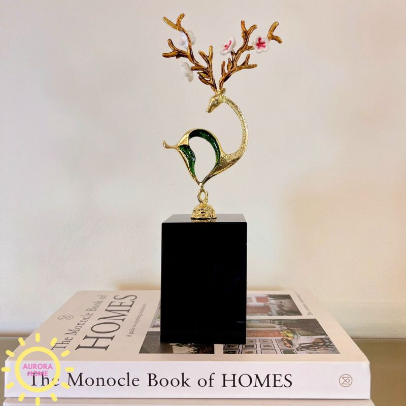 Tượng decor hươu sừng hoa kim loại Jules cao cấp