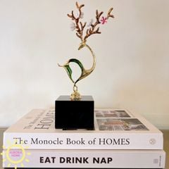 Tượng decor hươu sừng hoa kim loại Jules cao cấp