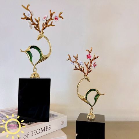 Tượng decor hươu sừng hoa kim loại Jules cao cấp