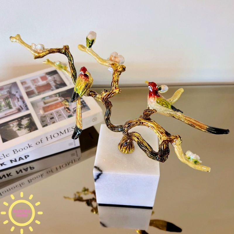 Tượng decor đôi chim uyên ương Bertina cao cấp