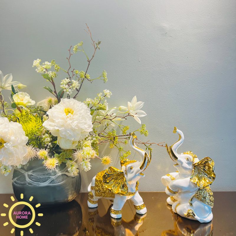 Tượng decor cặp voi chiêu tài Nadeen cao cấp