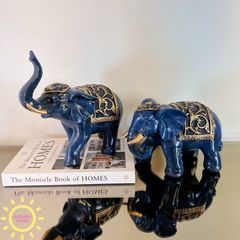 Tượng decor cặp voi Blue Sky cao cấp