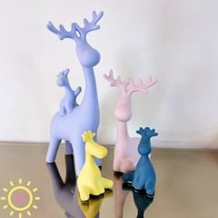 Tượng decor gia đình hươu đa sắc Lovely cao cấp