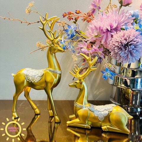 Tượng decor cặp hươu sao Goldren cao cấp