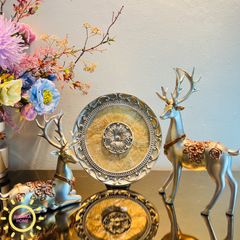 Tượng decor cặp hươu bạc ánh vàng Royal cao cấp