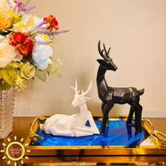 Tượng decor cặp hươu gốm sứ âm dương cao cấp