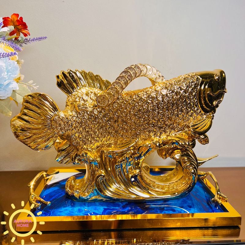 Tượng decor cá chép hóa Rồng cao cấp