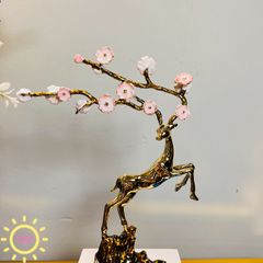 Tượng decor hươu sao la sừng hoa Laurence cao cấp