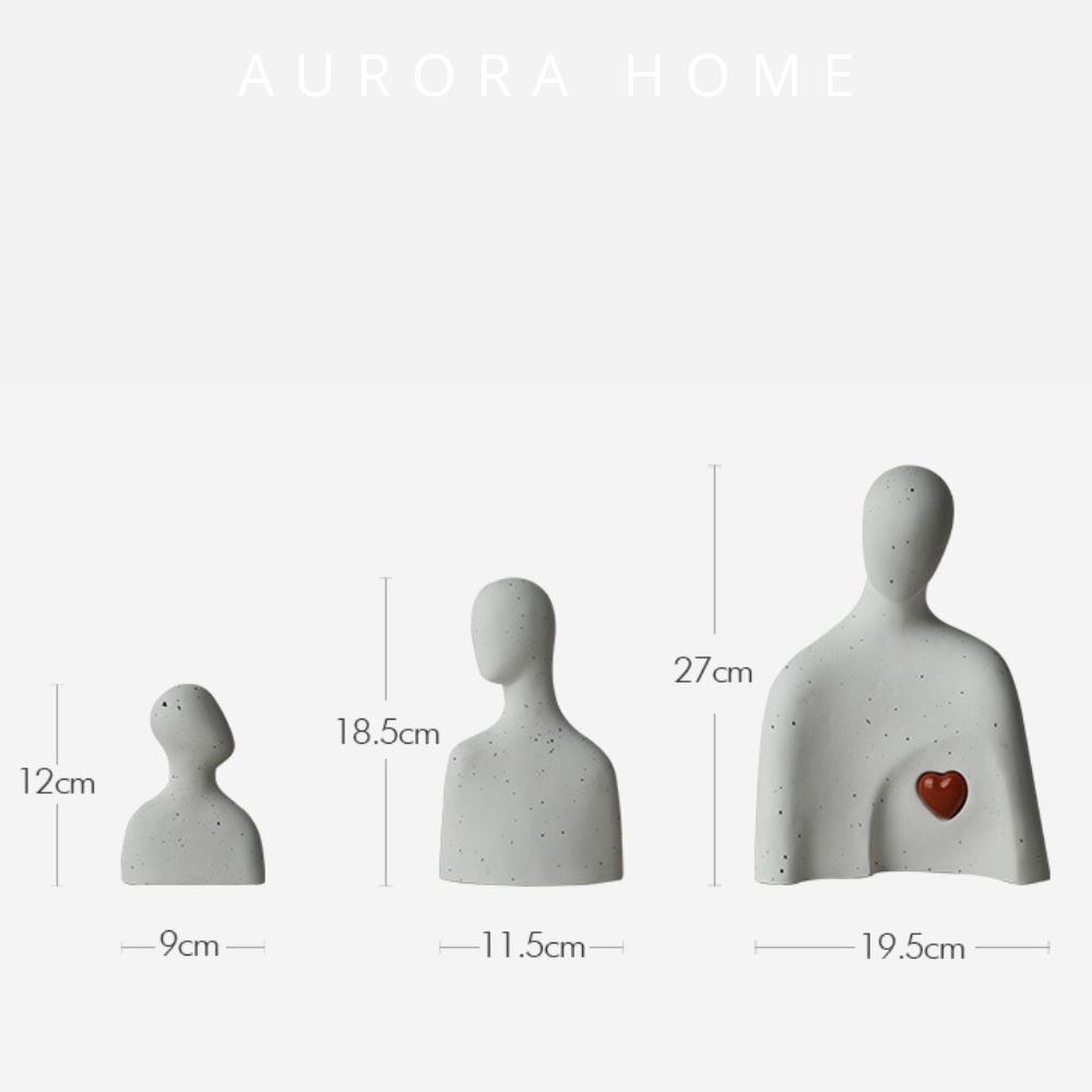 Tượng gốm decor Family Heart