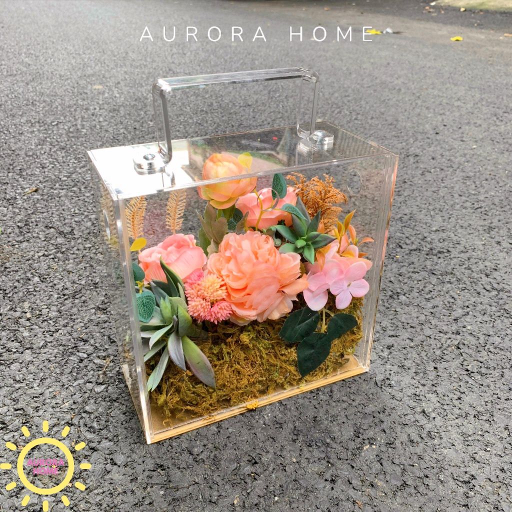 Vali hoa giả Orange Fleur tông cam hồng xinh xắn