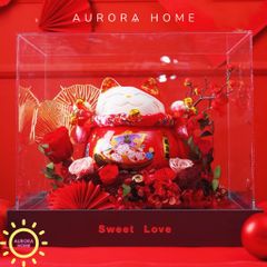 Vali hoa mèo thần tài may mắn