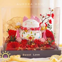 Vali hoa mèo thần tài may mắn