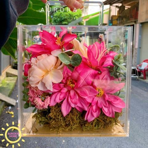 Vali hoa giả Pink Fleur tông hồng rực rỡ