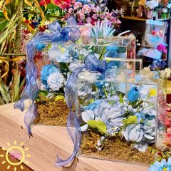 Vali hoa giả Blue Engel tông xanh huyền ảo