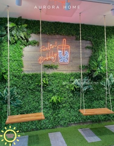 Tiểu cảnh vách tường decor quán cafe quận 10