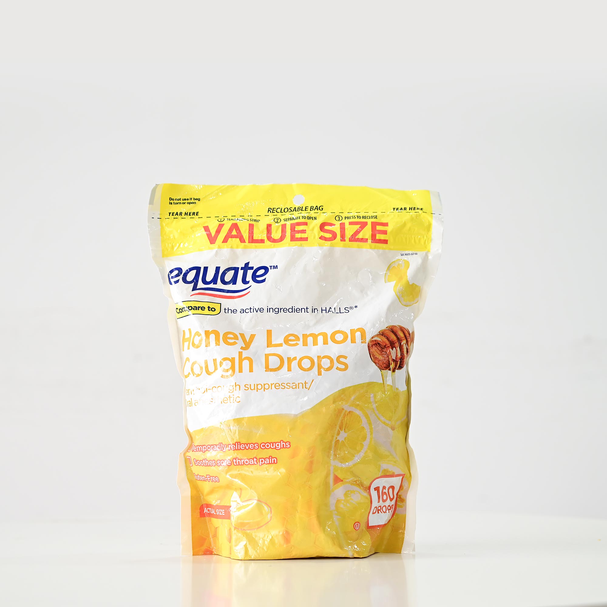 Kẹo ngậm mật ong, chanh Honey Lemon Cough Drop Equate 160 viên của Mỹ