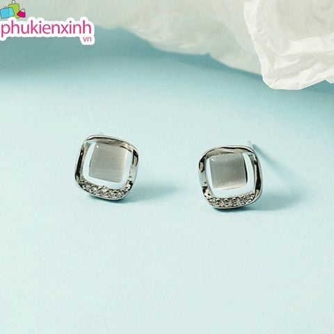  Bông Tai TB392 – Vuông Đá Màu Sang Trọng, Tông Vàng & Bạc – Phụ Kiện Nữ Thanh Lịch Hot 2025 