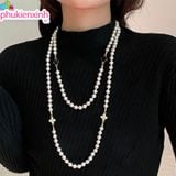  Dây Chuyền DC205 – Ngọc Trai Phối Charm 4 Lá / Hoa – Sang Trọng & Nữ Tính 