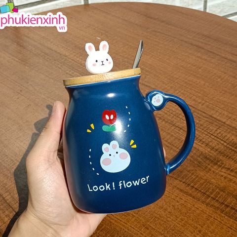  Ly Đựng Nước DL002 – Kèm Nắp & Ống Hút Hình Thỏ Siêu Dễ Thương 