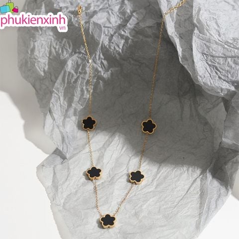  Dây Chuyền 4 Lá Đá Màu DC195 – Sang Xinh, Nhiều Màu Lựa Chọn, Phụ Kiện Nữ Phong Cách Hàn Quốc 