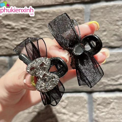  Kẹp Tóc K283 Nữ – Kẹp Tóc Mini Đính Hạt Siêu Xinh | Màu Đen & Be 