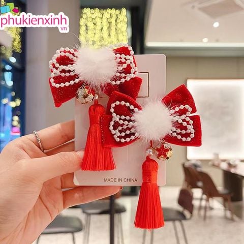  Kẹp Tóc Trang Trí Tết K266 – Phụ Kiện Đỏ May Mắn  Rạng Rỡ Đón Xuân 