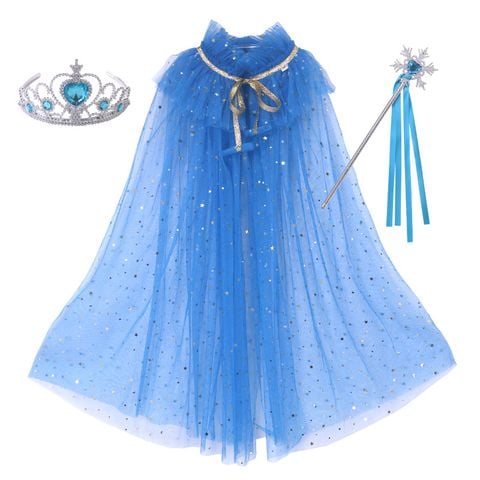  Áo Choàng + Vương Miện Công Chúa – Set Hóa Trang Bé Gái Elsa, Cổ Tích Dễ Thương 