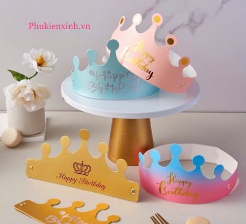  Vương Miện Sinh Nhật HPPD – Phụ Kiện Trang Trí Party Màu Hồng, Vàng, Xanh Sang Trọng 