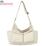  Túi Đeo Vai XT00116 Hàn Quốc – 3 Màu Đen/Trắng/Nâu – Form Rộng, Chất Liệu Mềm, Phong Cách Ulzzang 