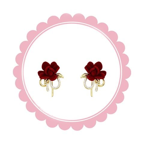  Bông Tai Nụ Hồng Nhung TB376 – Thanh Lịch & Nữ Tính | Phụ Kiện Tết Siêu Xinh 