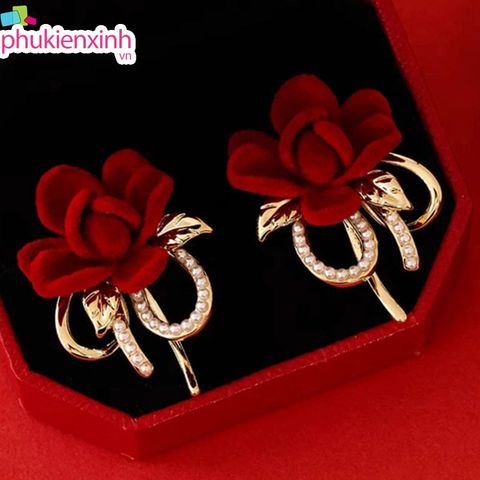  Bông Tai Nụ Hồng Nhung TB376 – Thanh Lịch & Nữ Tính | Phụ Kiện Tết Siêu Xinh 