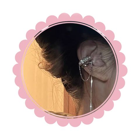  Bông Tai TB387 – Kẹp Vành Tai Dây Rũ Ánh Bạc Sang Trọng, Không Cần Xỏ Lỗ 