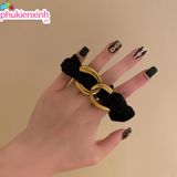  Cột Tóc C087 “Elastic Chic Gold Ring” – Dây Buộc Tóc Đính Khoen Vàng Sang Chảnh ✨ 