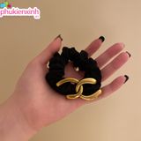  Cột Tóc C087 “Elastic Chic Gold Ring” – Dây Buộc Tóc Đính Khoen Vàng Sang Chảnh ✨ 
