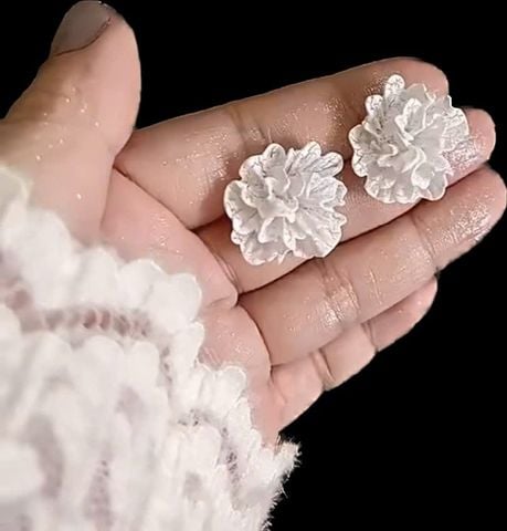  Bông Tai Ngọc Hoa TB372 – Hoa Ngọc 3D Trong Trẻo 