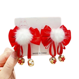  Kẹp Nơ KN02 – Nơ Phồng Lông Mịn, Chuông Trang Trí – 2 Màu Đỏ/Hồng – Phụ Kiện Tóc Bé Gái Dễ Thương 