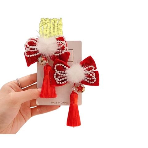  Kẹp Tóc Trang Trí Tết K266 – Phụ Kiện Đỏ May Mắn  Rạng Rỡ Đón Xuân 