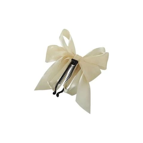  Kẹp Tóc Nơ Ruy Băng K272 “Elegance Ribbon Bow” ✨ | Trắng – Đen – Cực Sang 