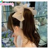  Kẹp Tóc K282 Nữ – Kẹp Tóc Ruy Băng Voan Bản To Siêu Xinh | Màu Kem – Nâu, Dịu Dàng, Tôn Dáng Tóc ✨ 