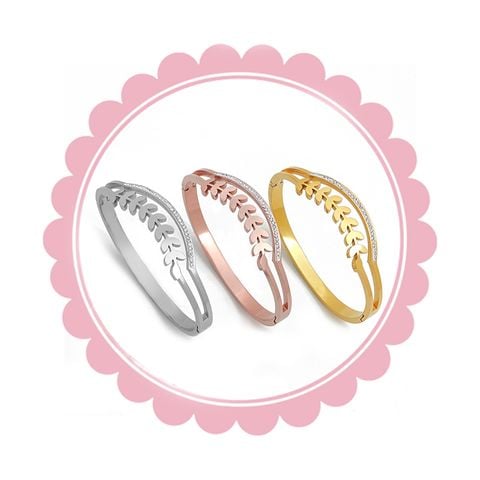  Lắc Tay Nữ LCT86 – Cánh Lá Uốn Lượn Sang Trọng 