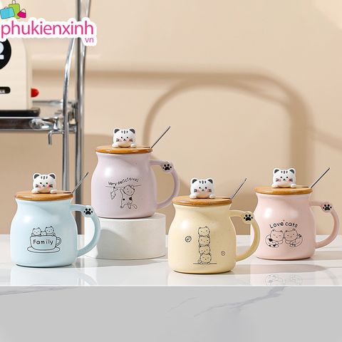  Ly Sứ DL016 – “Dễ Thương Chuẩn Mood” | Có Nắp Gỗ & Muỗng Kèm 