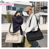  Túi Đeo Vai XT00116 Hàn Quốc – 3 Màu Đen/Trắng/Nâu – Form Rộng, Chất Liệu Mềm, Phong Cách Ulzzang 