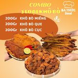  Combo 3 loại Khô Bò miếng, Bò que, Bò viên 600G BA THỨC FOOD 