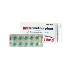 Dextromethorphan 10mg - Điều trị triệu chứng ho do họng và phế quản bị kích thích khi cảm lạnh thông thường; ho không có đàm và ho mạn tính (Hộp 10 vỉ x 10 viên)