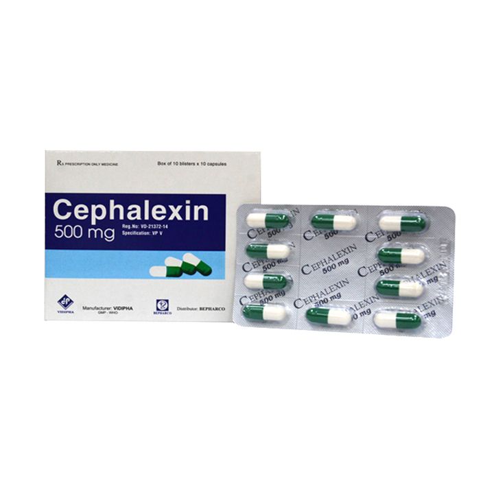 Cephalexin 500mg ??i???u tr??? c??c b???nh vi??m nhi???m khu???n (H???p 10 v??? x 10