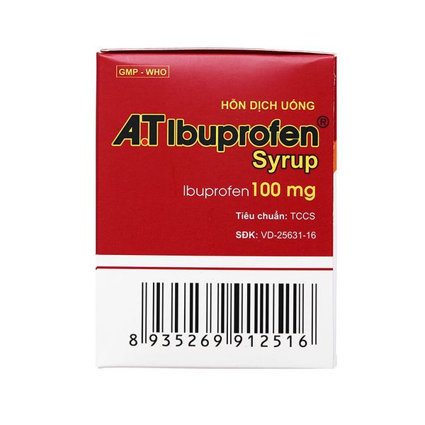 A.T Ibuprofen Syrup 100mg/5ml Giảm đau, hạ sốt, kháng viêm (Hộp 30 ố