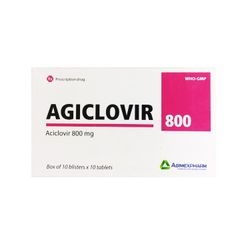 Agiclovir 800 - Điều trị nhiễm virus bệnh thủy đậu và virus bệnh zona (Hộp 10 vỉ x 10 viên)